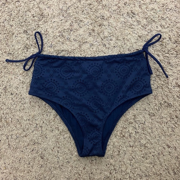 navy blue high waisted swim bottoms
